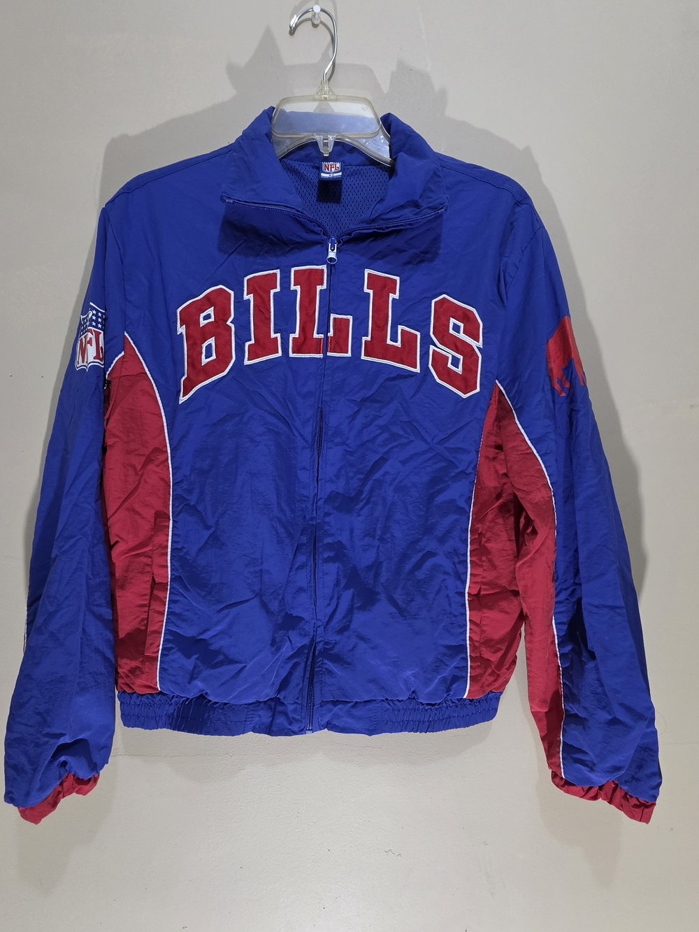 Vintage Buffalo Bills NFL Full Zip Windbreaker Jacket Blue Red XS